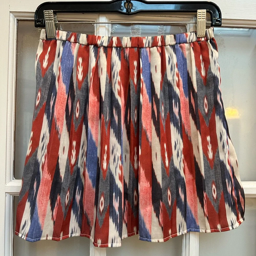 ISABEL MARANT Etoile Hanoi Pleated Mini Skirt Ikat Chic Designer Boho Size S